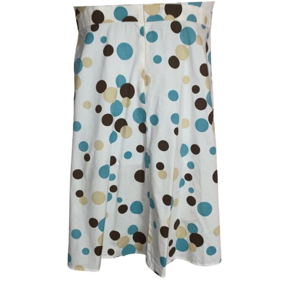 Sz.10*Tally Taylor*Off-White/Aqua/Brown "Circles"-Print Knee-Length Dress - Picture 6 of 7